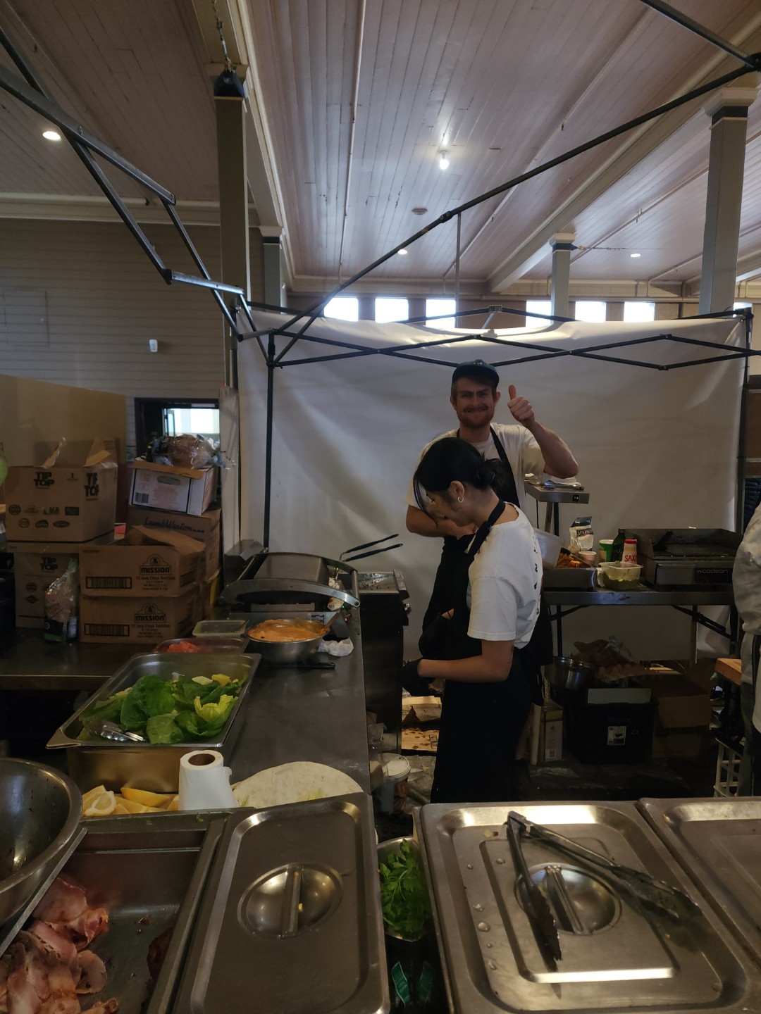 Brunch catering spread with avo toast